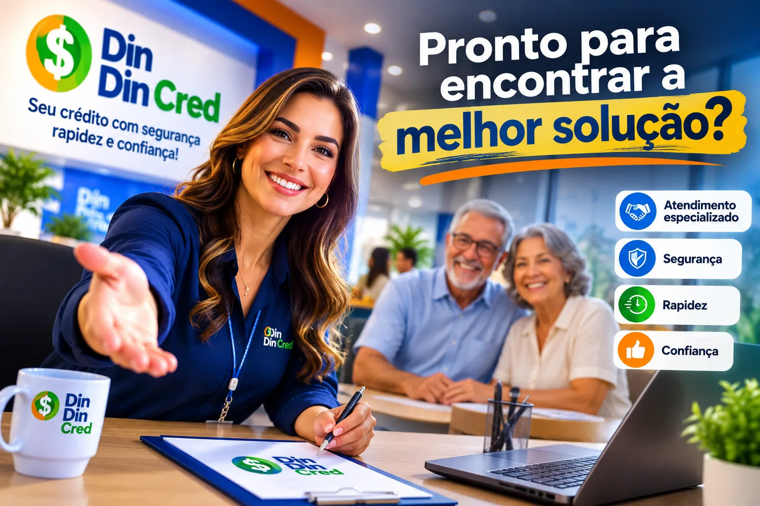 Pronto para encontrar a melhor solução? Fale com a Din Din Cred: atendimento especializado, segurança, rapidez e confiança