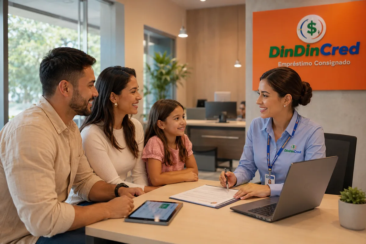 Cliente em atendimento humanizado na loja da Din Din Cred — Consignado FAB Para Investir: Arbitragem Financeira Para Militares