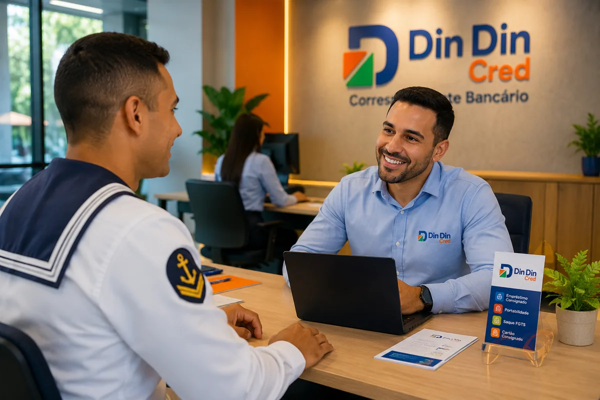 Cliente em atendimento humanizado na loja da Din Din Cred — Consignado INSS em 96 Meses: O Que É, Quem Pode Fazer e Se Vale a Pena