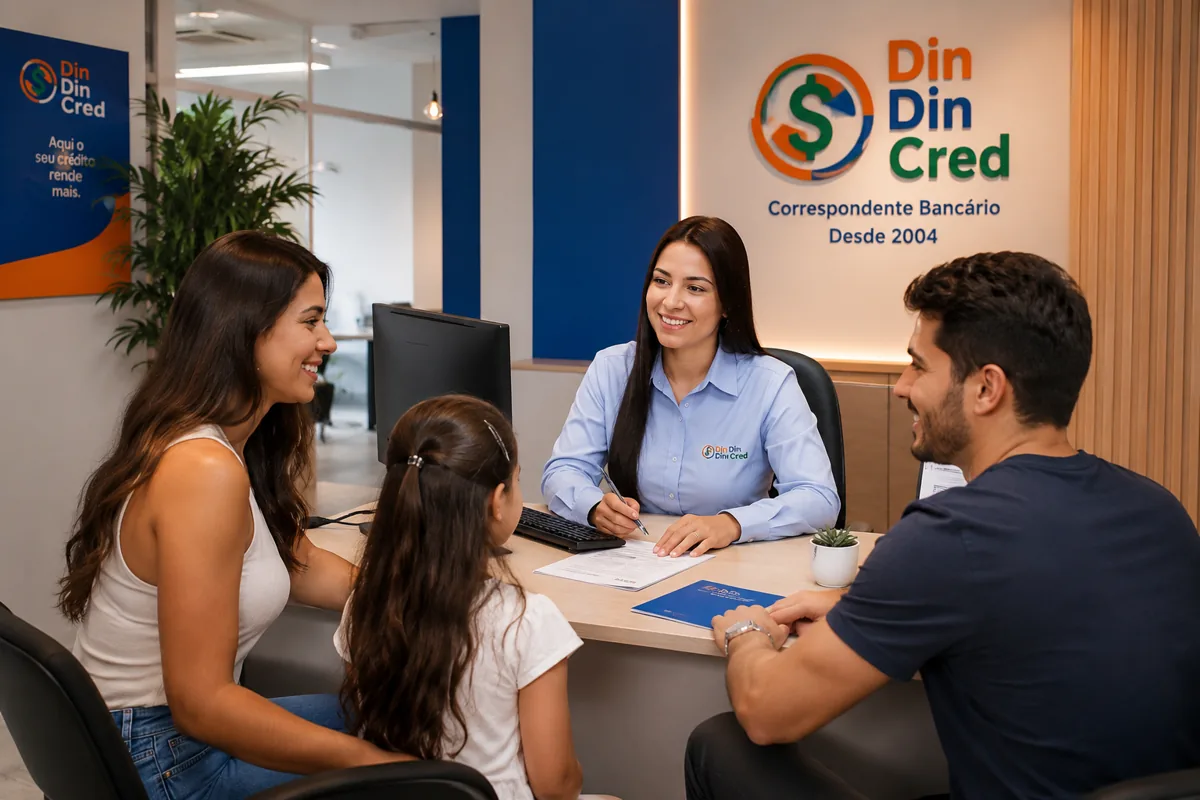 Cliente em atendimento humanizado na loja da Din Din Cred — Como Calcular a Margem Consignável do INSS: Guia Passo a Passo