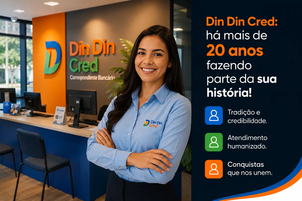 Cliente em atendimento humanizado na loja da Din Din Cred — Consignado INSS em Salvador BA: Aposentados e Pensionistas com Atendimento Digital