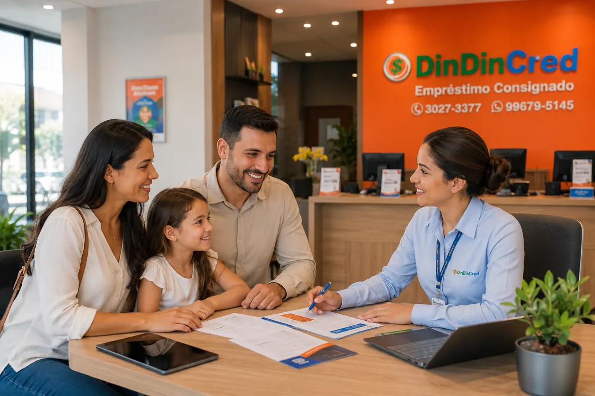 Cliente em atendimento humanizado na loja da Din Din Cred — Consignado e Transferência de Base na FAB: Tudo Que o Militar Precisa Saber