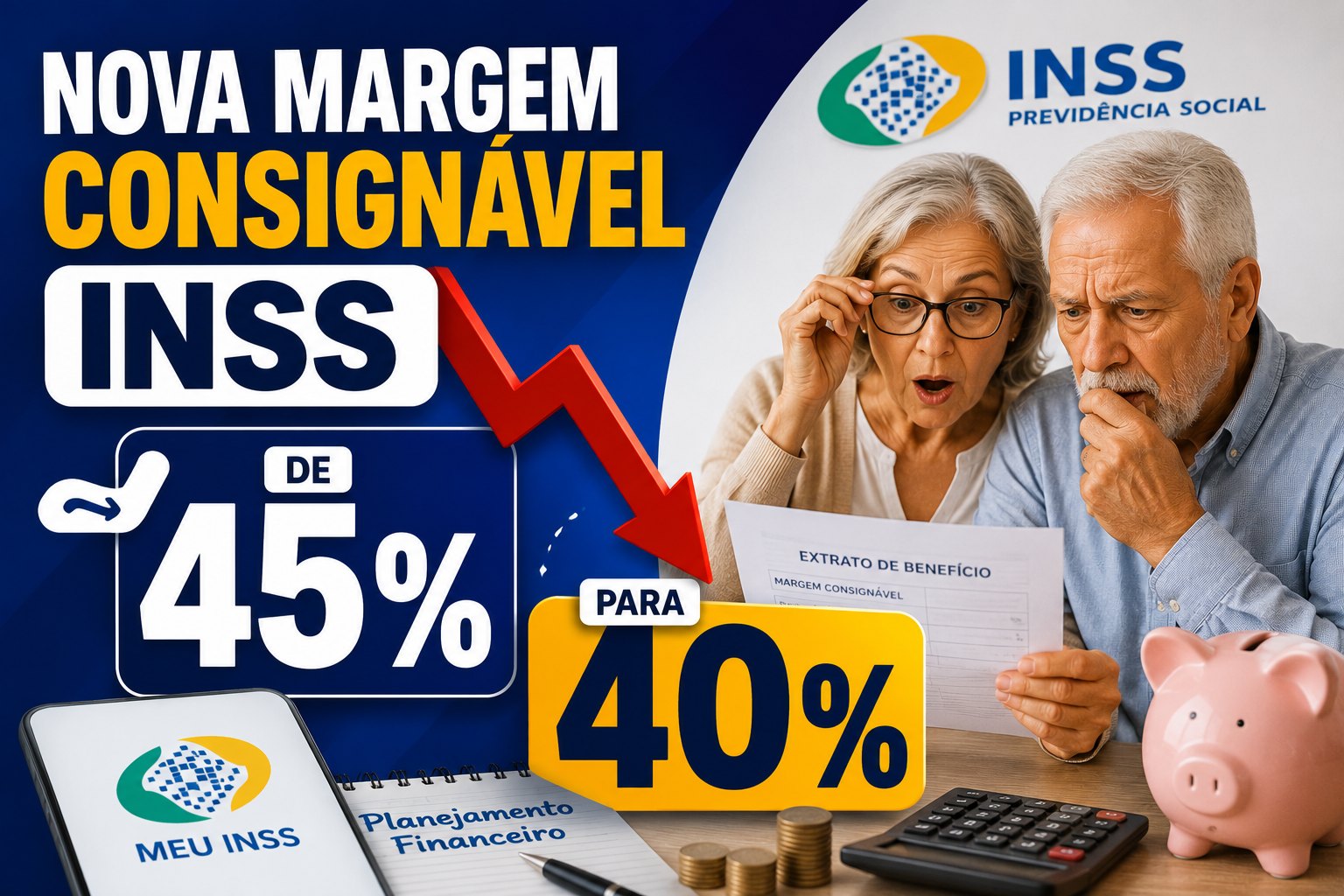 Casal de aposentados analisando extrato de margem consignável, ilustrando os três cenários possíveis para a MP 1.355 no Congresso