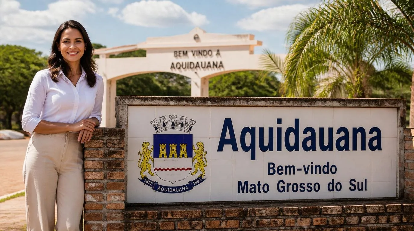 Consignado em Aquidauana, Miranda e Pantanal Sul do MS Placa de entrada da cidade de Aquidauana (MS) — crédito consignado com atendimento digital da Din Din Cred — Consignado em Aquidauana, Miranda e Pantanal Sul do MS