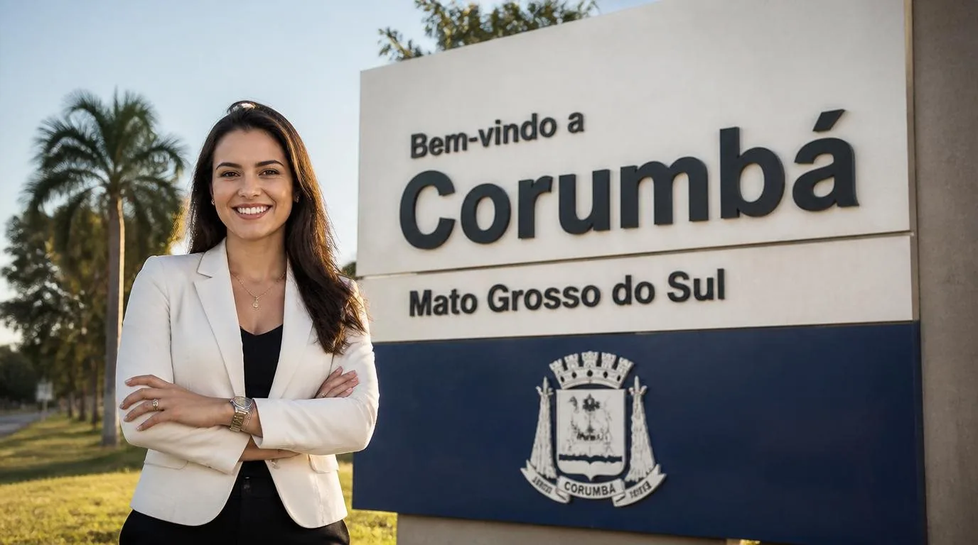 Placa de entrada da cidade de Corumbá (MS) — crédito consignado com atendimento digital da Din Din Cred — Consignado em Corumbá MS: INSS, Servidores e FGTS no Pantanal