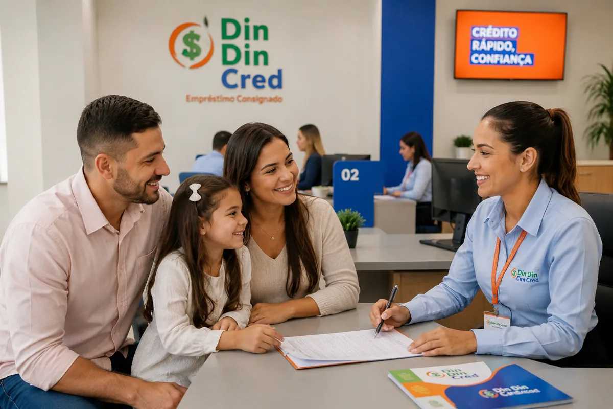 Especialista da Din Din Cred realizando simulação de consignado