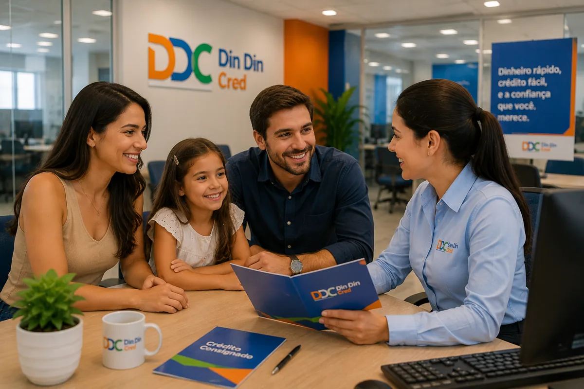 Casal comparando propostas de crédito com a Din Din Cred