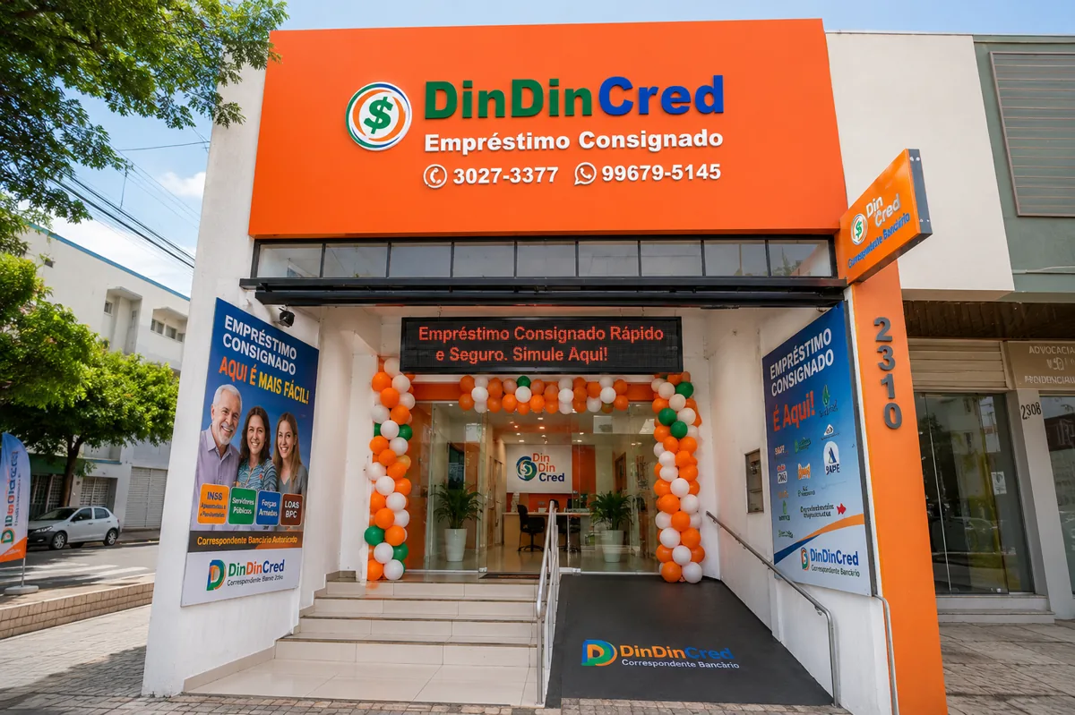 Especialista da Din Din Cred mostrando economia na parcela do consignado