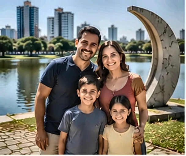 Família feliz planejando as finanças — Saque-Aniversário do FGTS: Como Mudar de Modalidade e O Que Considerar Antes