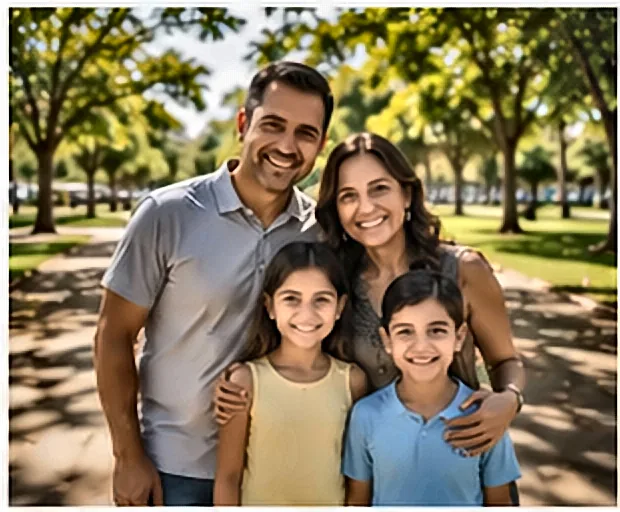 Família feliz planejando as finanças — FGTS Para Comprar Imóvel: Requisitos, Como Usar e Quanto Você Pode Aproveitar