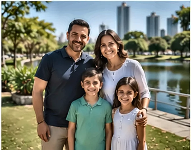 Família feliz planejando as finanças — FGTS Para Construção e Reforma de Imóvel: Como Funciona e Quais São as Regras