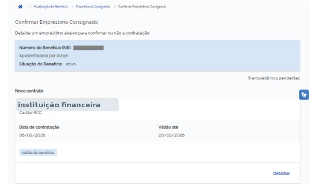 Lista de contratos com status pendente de confirmação no Meu INSS