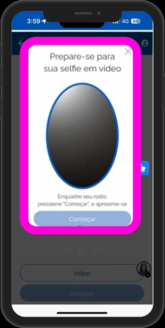 Tela do Meu INSS orientando o usuário a se preparar para a selfie em vídeo