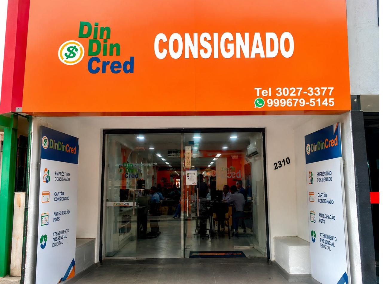 Fachada da loja Din Din Cred — Consignado, Campo Grande/MS